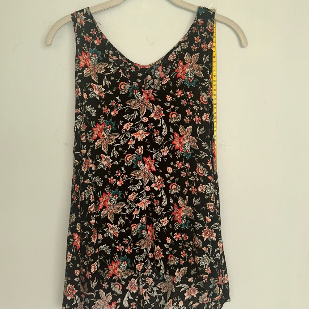 Floral Sleeveless Black Top